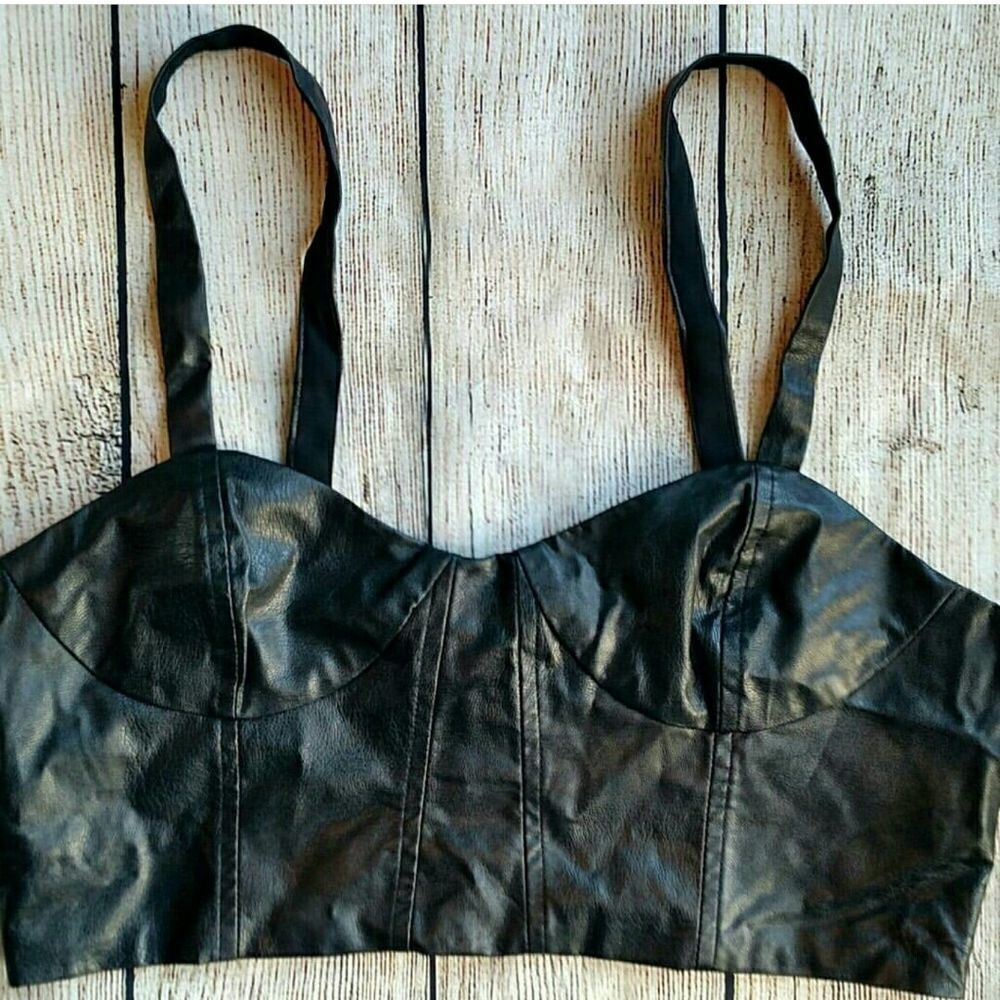New Lucca Couture faux leather bralette. Medium
